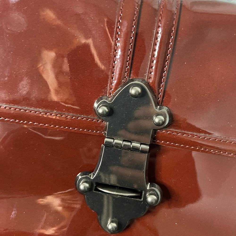 Tracy Reese Oxblood Patent Leather Clutch Shoulder Bag - Picture 6 of 10